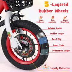 12 Inch Kids Bike Adjustable with Storage Basket and Double Brake for 3-4 Years Old-12 inches