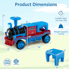 12V 2-Seater Ride on Toy with Train Whistle and Removable Chair-Blue