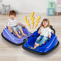 12V Kids Bumper Car Ride on Toy with Remote Control and 360 Degree Spin Rotation-Blue