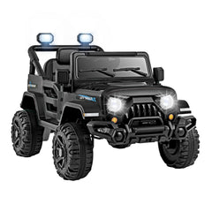 12V Kids Ride on Truck Car with Remote Control Threaded Wheels and 3 Speeds-Black
