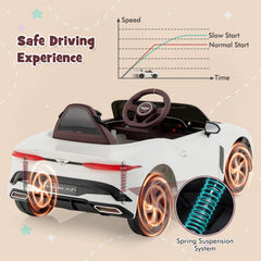 12V Powered Car Kids Ride-on Racer Car Licensed Bentley Bacalar-White