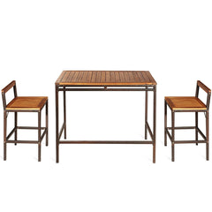 3 Pieces Patio Rattan Wicker Bar Dining Furniture Set