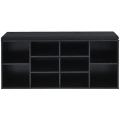 10-Cube Organizer Shoe Storage Bench with Cushion for Entryway-Black