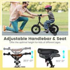 12/14/16/18 Inches Kids Bike with Removable Training Wheels and Adjustable Seatfor 3-8 Years Old Black