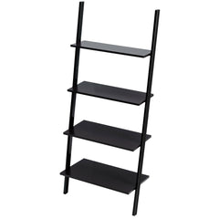 Multipurpose 4-Tier Industrial Leaning Wall Bookcase with Metal Frame