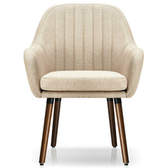 Set of 2 Fabric Upholstered Accent Chairs with Wooden Legs