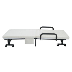 Adjustable Folding Guest Bed Frame with Mattress and Wheels