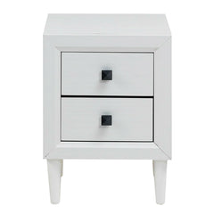 2Pcs Multipurpose Retro Nightstand with 2 Drawers-White
