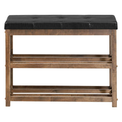 2-Tier Wooden Shoe Rack Bench with Padded Seat
