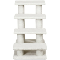 4-Step Pet Stairs Carpeted Ladder Ramp Scratching Post Cat Tree Climber-Beige