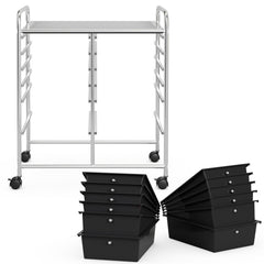 12 Drawers Rolling Cart Storage Scrapbook Paper Organizer Bins-Black