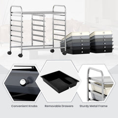 12 Drawers Rolling Storage Cart for Home and Office-Gradient Grey