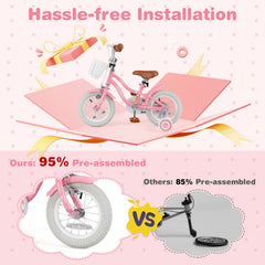 12 Inch Kids Bike with Training Wheels and Basket for Boys Girls 3-4 Years Old