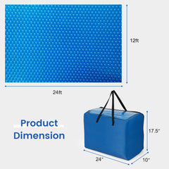 Rectangle Swimming Pool Cover 12-MIL Heat Retaining Pool Solar Blanket with Carrying Bag
