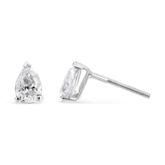 14K White Gold 1/2 Cttw Pear Shape Solitaire Lab Grown Diamond Stud Earrings (F-G Color, VS2-SI1 Clarity)