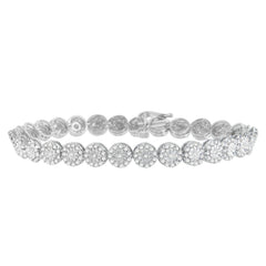 14K White Gold 2.00 Cttw Diamond Halo Link Tennis Bracelet (H-I Color, I1-I2 Clarity) - 7" Inches