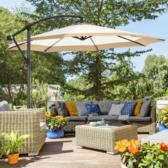 Outsunny 10FT Cantilever Umbrella with Crank and Cross Base