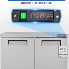 12.9 Cu.Ft 2-Door Commercial Stainless Steel Worktop Undercounter Refrigerator, 48" (SAK13725)
