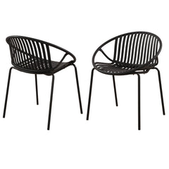 Modern Simple Art Style Patio Dining Chairs with Breathable Design (Set of 2)
