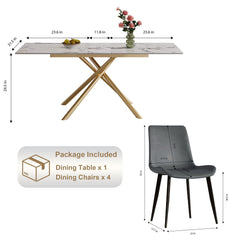 Modern Expandable Dining Table With Retractable Leaf With Chairs