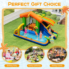 8-in-1 Jumping Castle with Slide and 520W Blower