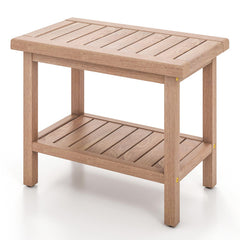 2-Piece Laundry Room Furniture Set: Teak Utility Bench + Bamboo Ladder Shelf