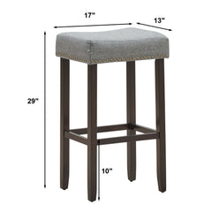 Set of 2 Nailhead Saddle Bar Stools 29 Inch Height
