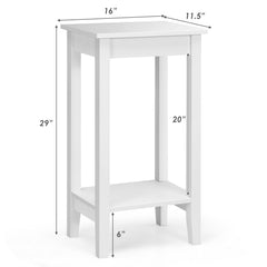 2-Tier Nightstand End Side Wooden Legs Table for Bedroom