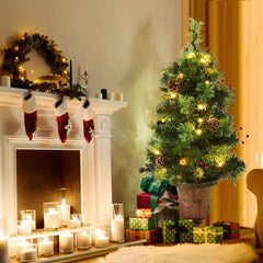 LED Christmas Tree with Red Berries Pine Cones