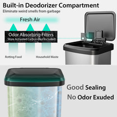 13.2 Gallon Step Trash Can with Soft Close Lid and Deodorizer Compartment