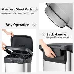 13.2 Gallon Step Trash Can with Soft Close Lid and Deodorizer Compartment