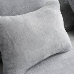 Queen Size Modern Light Grey Floor Sofa with 4 Pillows