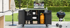 K&K 55.5' Outdoor Kitchen Island with 304 Stainless Steel Sink