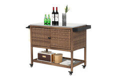 Outdoor Wicker Bar Cart