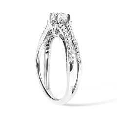 14K White Gold 5/8 Cttw Diamond Split Shank Engagement Ring (G-H Color, VS2-SI1 Clarity) - Size 7