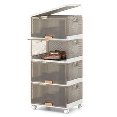 3/4/5/6-Cube Stackable Storage Bins with Detachable Wheels
