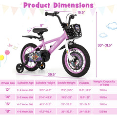 14 Inch Kids Bike for 3-5 Years Old Sport Bicycle with Adjustable Handlebar and Saddle-14 inches