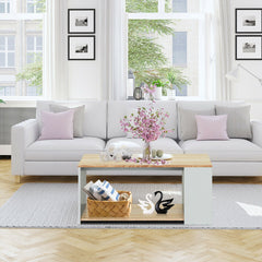 Coffee Table Sofa Side Table with Storage Shelves