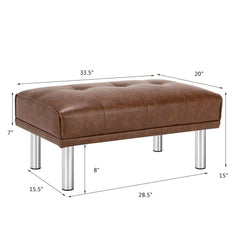 Rectangle Tufted Ottoman with Stainless Steel Legs for Living Room