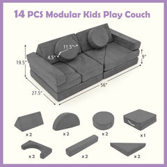 14 PCS Modular Kids Play Couch for Playroom and Bedroom