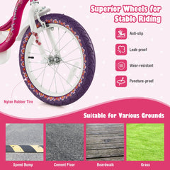 14 Inch Kids Bike with Doll Seat and Removable Training Wheels-14 inches