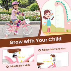 14 Inch Kids Bike with Training Wheels and Basket for Boys Girls 3-5 Years Old-14 inches