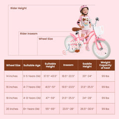 14 Inch Kids Bike with Training Wheels and Basket for Boys Girls 3-5 Years Old-14 inches