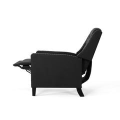 Classic Dark Grey Fabric Push Back Chair with Riveted Armrests