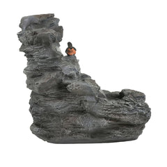 4-Tiered Gray Concrete Rock Waterfall Fountain with LED Lights