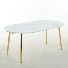 Extendable Oval Dining Table - White Marble