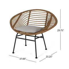 Cordella - Outdoor Woven Wicker Chairs With Cushions, Set of 2