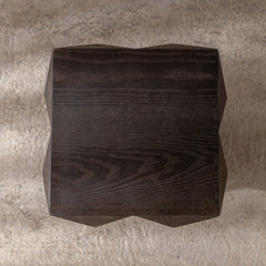 Retro Wooden Side Table with 3D Embossed Design