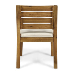 Outdoor 6-Seater Acacia Wood Expandable Dining Set with Cushions