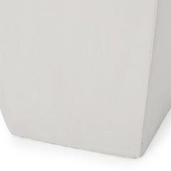 13" Outdoor Modern MGO Small Cast Stone Planter Matte White